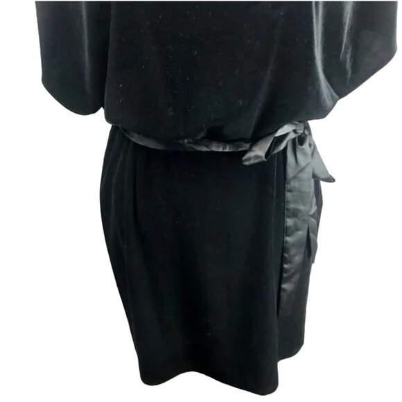 White House Black Market Dress Women's Size 6 Velvet Satin Belt Flutter Sleeves - Picture 7 of 13